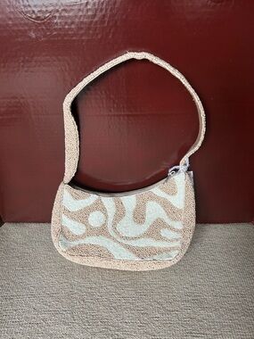 Handcrafted In India Beaded Purse tan Swirl NWT